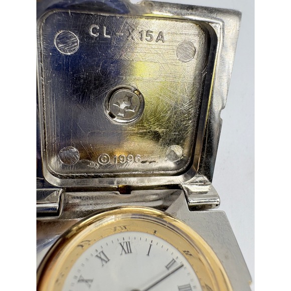 Vintage 1996 Gift Box Mini Watch Clock Quartz Gold Tone Silver Tone - Picture 3 of 9